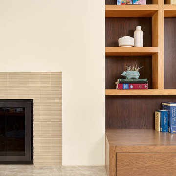 Built in storage around fireplace