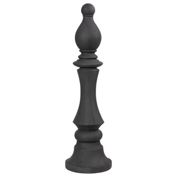 Bishop Chess Sculpture, Cast Stone Black