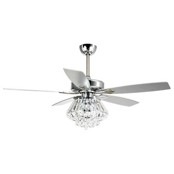 52-In Crystal 5-Blade Ceiling Fan With Light, Remote Control, Chrome