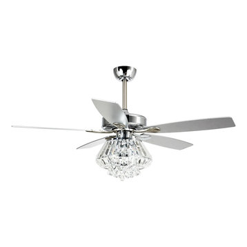52-In Crystal 5-Blade Ceiling Fan With Light, Remote Control, Chrome