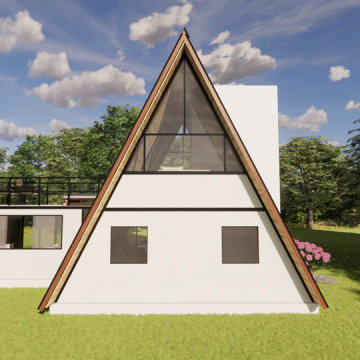 Chalé Suíço Kit ECO A-Frame 115m² Emerald – 2 Quartos e Suíte no Mezanino