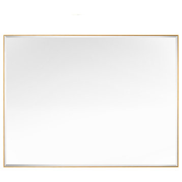 Rectangle Aluminum Framed Wall Mounted Mirror With Beveled Edge, Gold, 30"x40"