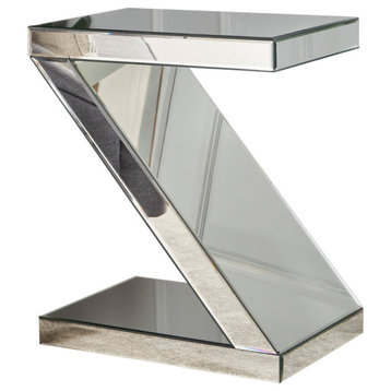 GDF Studio Adu Mirrored Z-Shaped Side Table