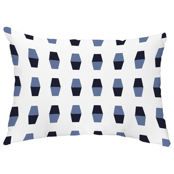 Bowling Pins 14"x20" Abstract Decorative Outdoor Pillow, Navy Blue