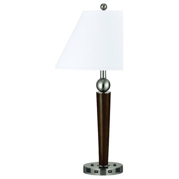 Cal Lighting Metal 2-LT Nightstand Lamp, Espresso/Steel, 29"