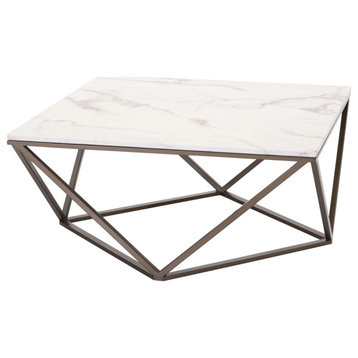 Cohen Coffee Table White and Antique Bronze