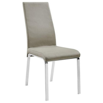 Casabianca Furniture Modern Loto Leather Italian Dining Chair in Gray