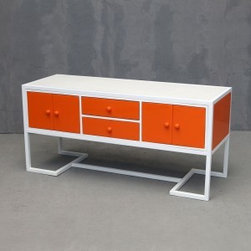 Alexa Cabinet Orange with Stone Cast Top - Accent Chests And Cabinets