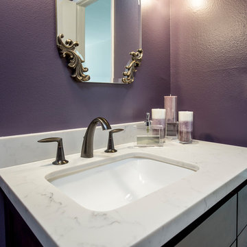 Playa Del Rey, CA. Galley Kitchen Redefined + Deep Purple Powder Room
