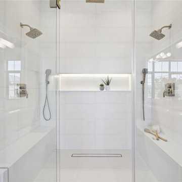 Walk-in dual-shower with backlit niche, West University