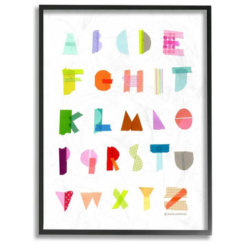 Stupell Ind. Alphabet Paper Collage Framed Giclee Art, 16"x20"