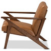 Bianca Mid-Century Modern Lounge Chair, Tan Faux Leather