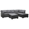 Baxton Studio Mario Brown Leather Modern Sectional Sofa with Ottoman Set of