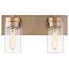 Intersection 2-Light Vanity, Burnished Brass With Clear Glass