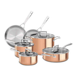 Tri-Ply 10-Piece Stainless Steel Cookware Set in Copper - Cookware