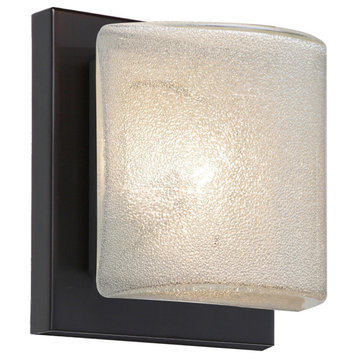 Paolo 1 Light LED 120V Wall Lighting, Bronze, Glitter Glass Shade, LED