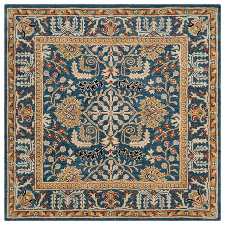 Safavieh Antiquity Collection AT64 Rug, Dark Blue/Multi, 6' Square