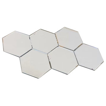 Reflections Hexagon Mirror 8x8 Beveled Glass Tile-Peel & Stick