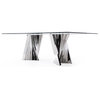 Modern Falcone 94" Dining Table Clear Glass Polished Stainless Steel Base