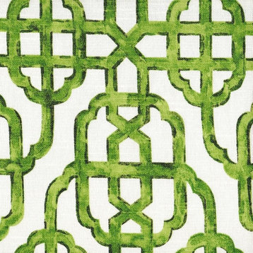 Imperial Jade Lattice Green Rod Pocket 36" Tailored Tier Curtain Panels