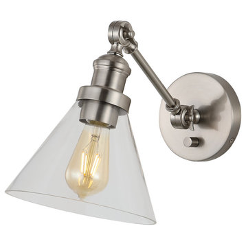 Cowie 8" Iron/Glass Adjustable LED Wall Sconce, Nickel