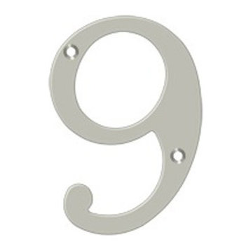 RN4-9U15 4" Numbers, Solid Brass, Satin Nickel