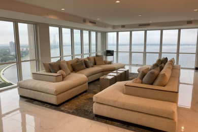 Minimalist family room photo in Tampa