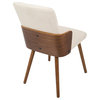 LumiSource Carmella Dining Chair, Walnut and Cream, Set of 2