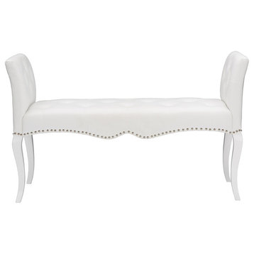 Kristy Modern and Contemporary Faux Leather Classic Seating Bench, White