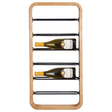 Modern Minimalist Wall Mounted 6 Bottle Wine Rack Floating Shelf Contemporary