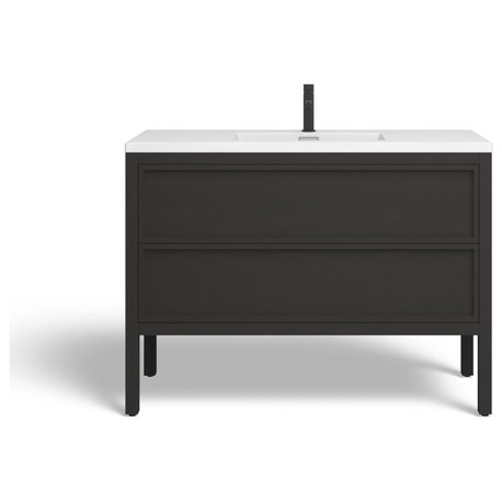 Annecy Bath Vanity, Charcoal Oak, 48", Single Sink, Freestanding