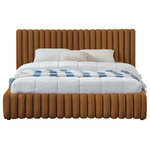 Meridian Furniture - Nico Black Velvet Upholstered Bed, Saddle, Full - Bring upscale modernity to your bedroom space with this stunningly elegant, sumptuously appointed Nico bed. This full bed has deep vertical channel tufting on the headboard and footboard, adding textural beauty that instantly catches the eye. The entire bed is upholstered in saddle velvet for a luxurious design that makes the bed the star of the show. A padded headboard supports your back while you binge watch TV in bed or read a book.