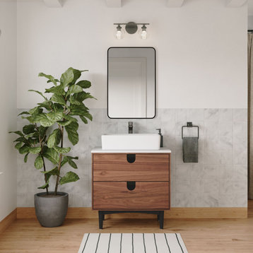 The Newton Bathroom Vanity, Single Sink, 30", Walnut, Freestanding