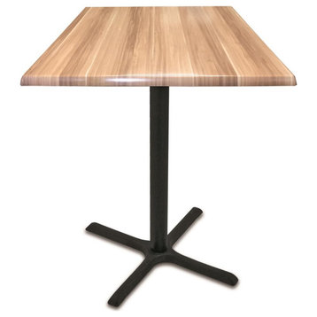 OD211 Black Table with 36"x36" Square Indoor/Outdoor Natural Top, 30"