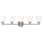 Livex Lighting - Somerville Bath Light, Brushed Nickel - Not quite contemporary, not fully traditional. Intriguing concepts of basic shapes complement a brushed nickel finish and hand blown satin opal white glass. May be installed with glass facing up or down.
