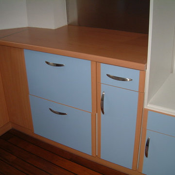 Rénovation cuisine avec parquet massif en teck, joint pont de bateau