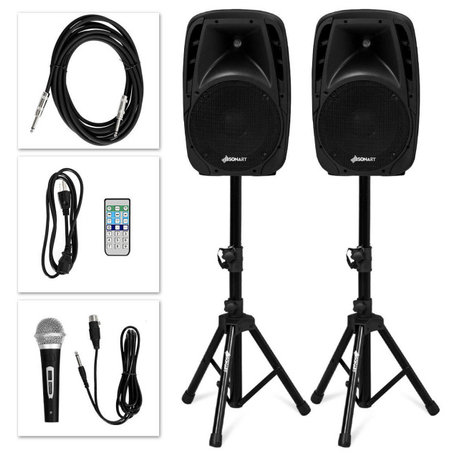 Sonart Dual 10'' Protable 1600W Powered Speakers w/ Bluetooth Stands Control
