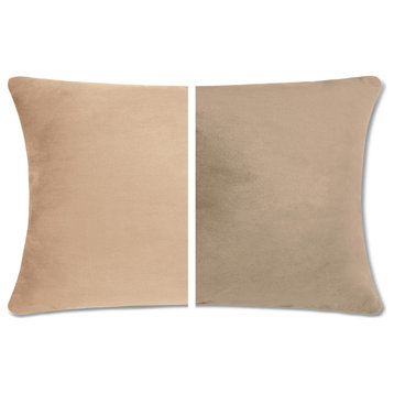 Reversible Cover Throw Pillow, 2 Piece, Cowboy Taupe, 12x20, Microbead