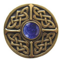 Inviting Home Inc. - Celtic Knob, Antique-Style Brass With Blue Sodalite - Cabinet And Drawer Knobs