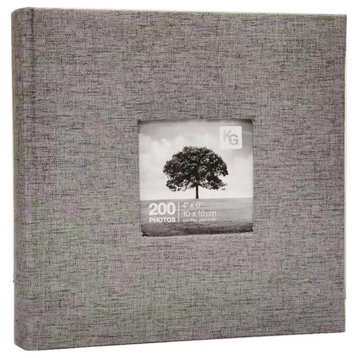 Kiera Grace Grey 200-Pocket Linen Fabric Photo Album