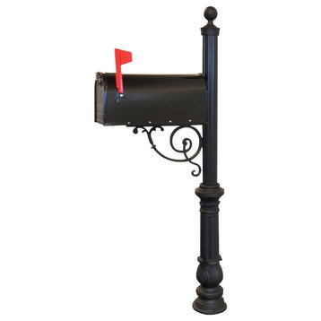 Premier Series Curbside Mailbox With Large Scroll and Charleston Base