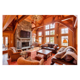 Custom Slopeside Ski Home - Rustic - Living Room - Boston - by Loon ...