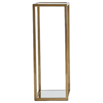 Minimalist Mirrored Square Brass Metal Pedestal Stand  Table Planter Open 40"