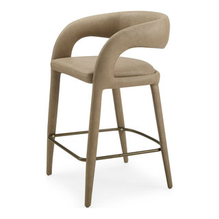 Modrest Faerron Modern Tan Leatherette Counter Chair - Midcentury - Bar ...