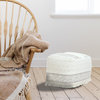 Ivory and Beige Farmhouse Chic Shag Textured Pouf Ottoman