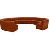 Maklaine 13-Piece Modular Contemporary Velvet Sectional Sofa in Mahogany