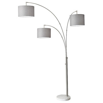 Adesso Bowery 3-Arm Arc Lamp, Brushed Steel
