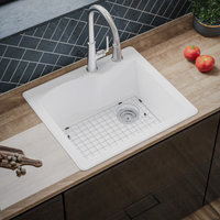 Karran Drop-In Quartz 25" 1-Hole Single Bowl Kitchen Sink Kit, White