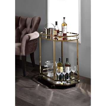 Acme Serving Cart in Champagne and Mirror Finish 98197