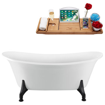 67" Streamline NAA1081BL-IN-BL Clawfoot Tub and Tray With Internal Drain